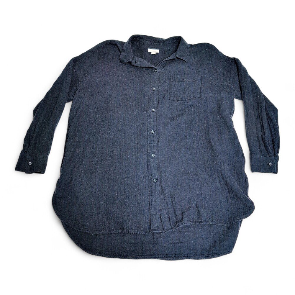 J. Jill Navy Blue Button-Down Shirt
